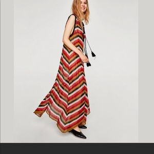 NWT Zara Striped Crochet Knit Sleeveless Maxi Dress